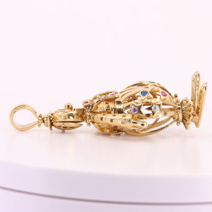 Vintage 9ct Hallmarked Yellow Gold Articulated Clown Pendant Circus Charm Gift