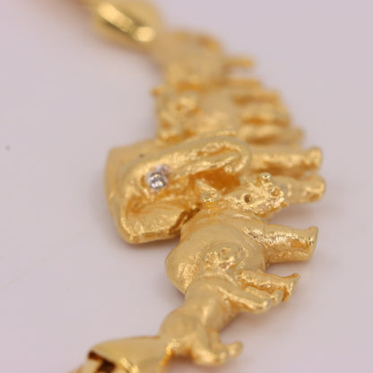 Vintage 9ct Hallmarked Yellow Gold Elephant African Wildlife 18 Inch Necklace Boxed