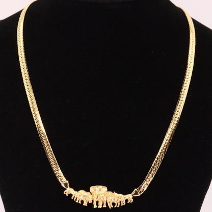 Vintage 9ct Hallmarked Yellow Gold Elephant African Wildlife 18 Inch Necklace Boxed