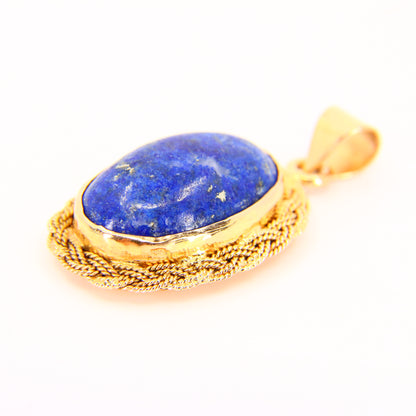 Vintage 18K Blue Malachite Gold Pendant Yellow Gold Charm