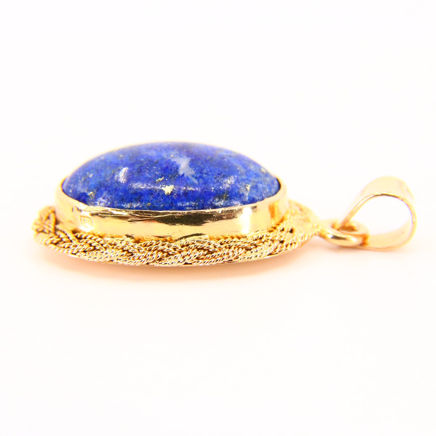 Vintage 18K Blue Malachite Gold Pendant Yellow Gold Charm