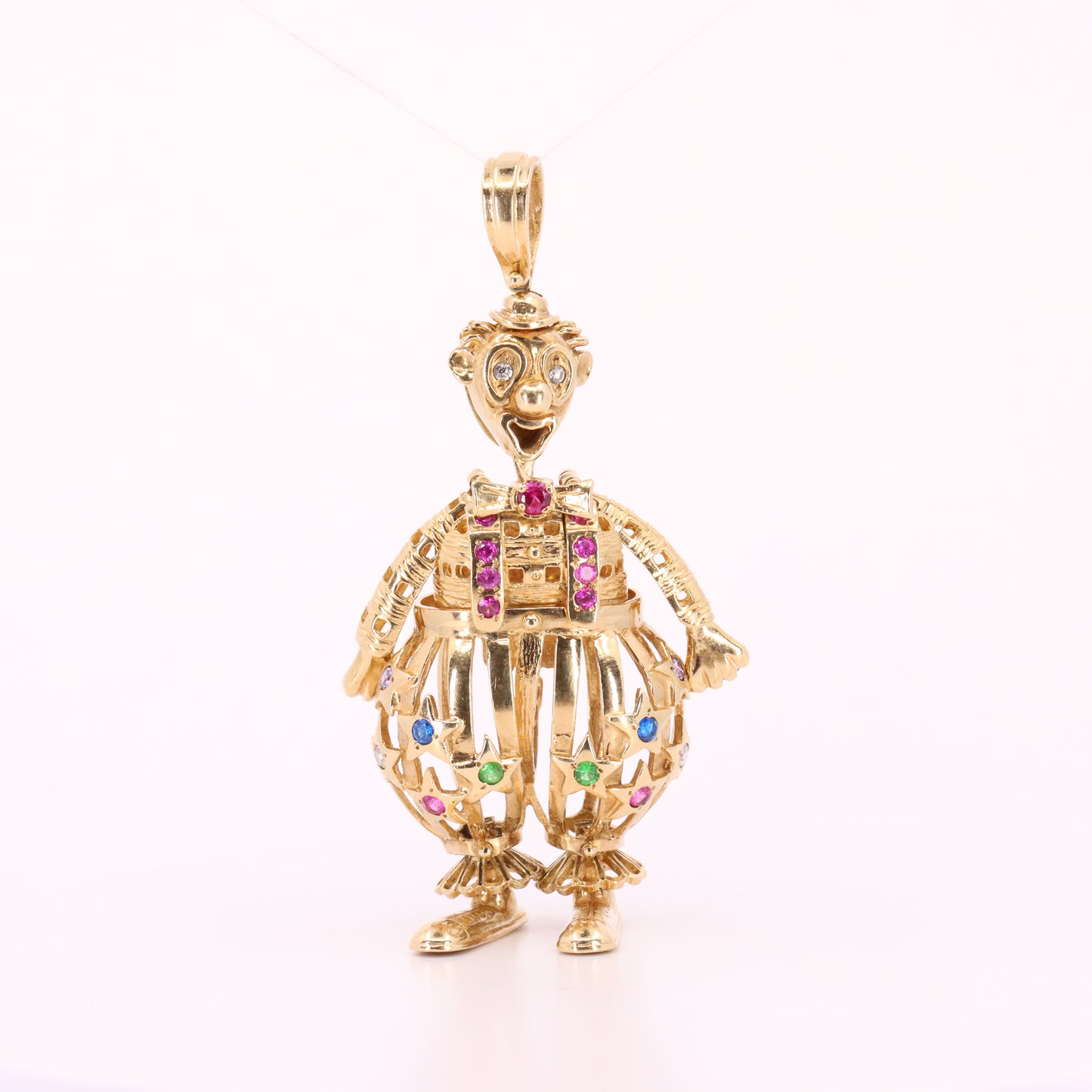 Vintage 9ct Hallmarked Yellow Gold Articulated Clown Pendant Circus Charm Gift