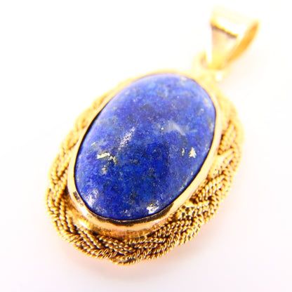 Vintage 18K Blue Malachite Gold Pendant Yellow Gold Charm