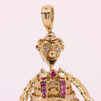 Vintage 9ct Hallmarked Yellow Gold Articulated Clown Pendant Circus Charm Gift