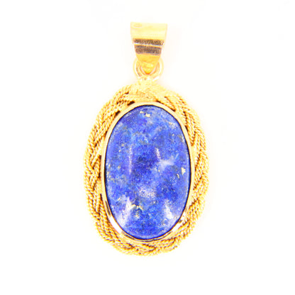 Vintage 18K Blue Malachite Gold Pendant Yellow Gold Charm