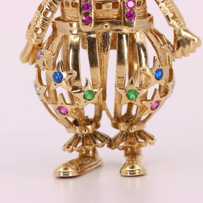 Vintage 9ct Hallmarked Yellow Gold Articulated Clown Pendant Circus Charm Gift
