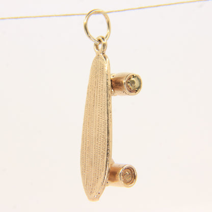 Vintage 9ct Hallmarked Gold Skateboard Charm Pendant Old School Skater Gift