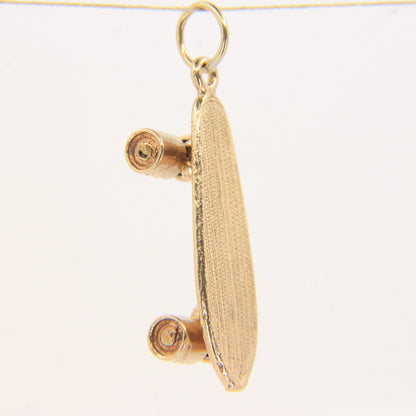 Vintage 9ct Hallmarked Gold Skateboard Charm Pendant Old School Skater Gift