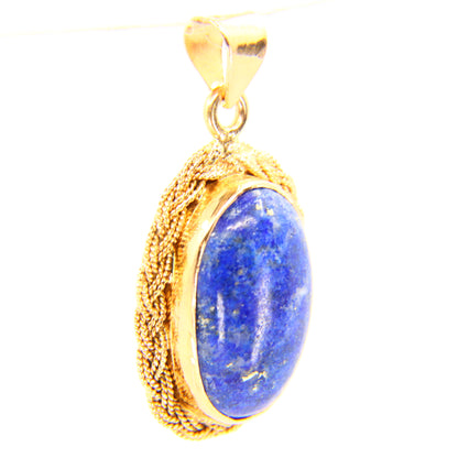 Vintage 18K Blue Malachite Gold Pendant Yellow Gold Charm