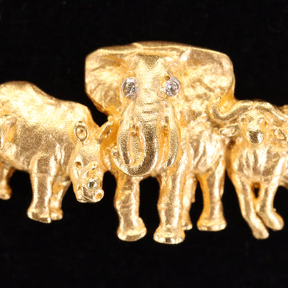 Vintage 9ct Hallmarked Yellow Gold Elephant African Wildlife 18 Inch Necklace Boxed