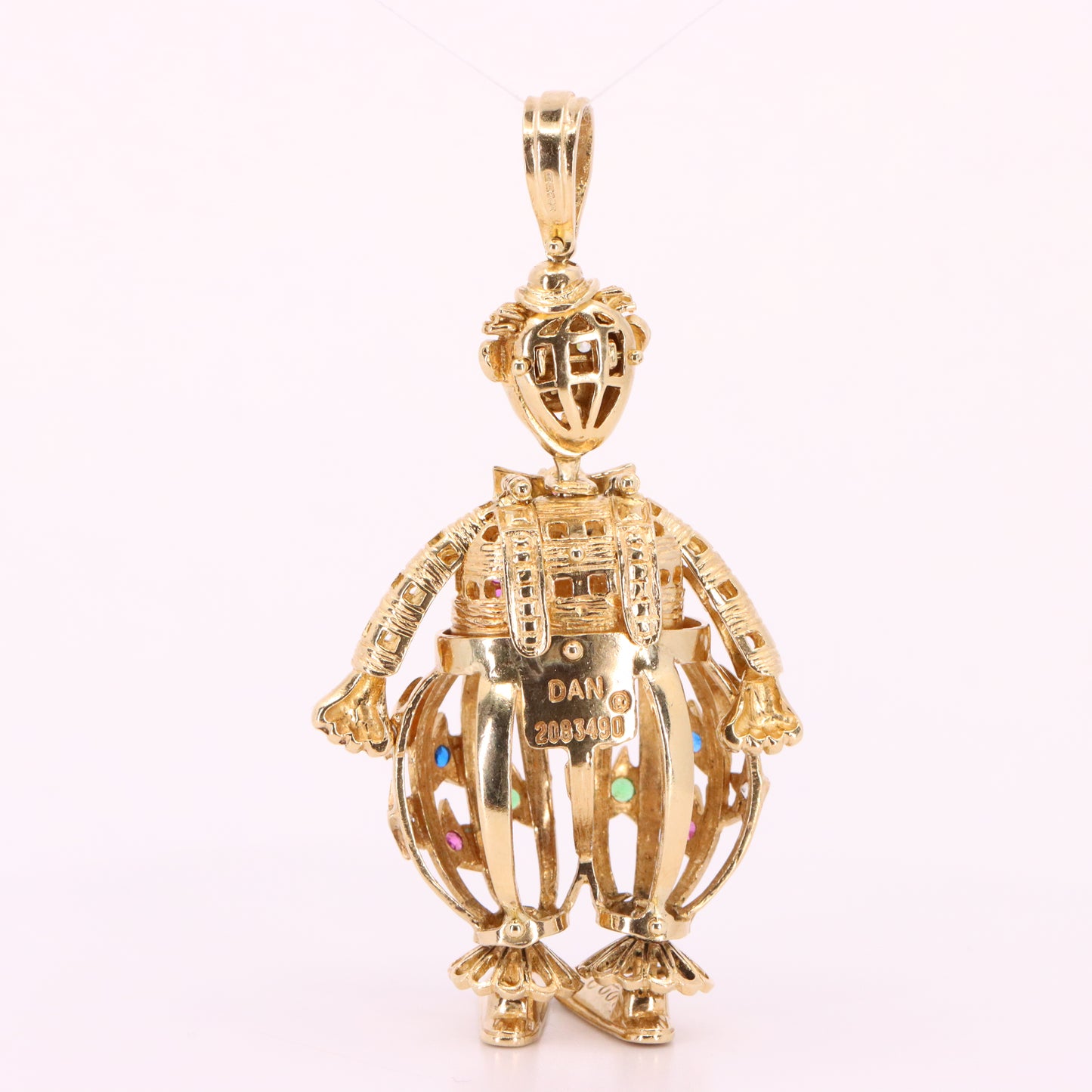 Vintage 9ct Hallmarked Yellow Gold Articulated Clown Pendant Circus Charm Gift