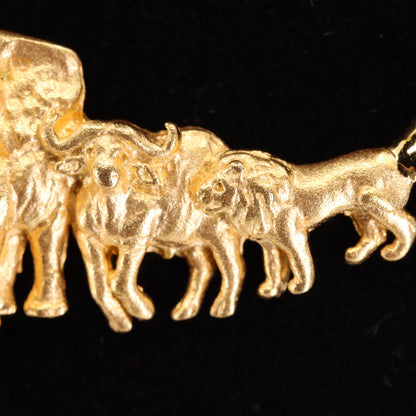 Vintage 9ct Hallmarked Yellow Gold Elephant African Wildlife 18 Inch Necklace Boxed