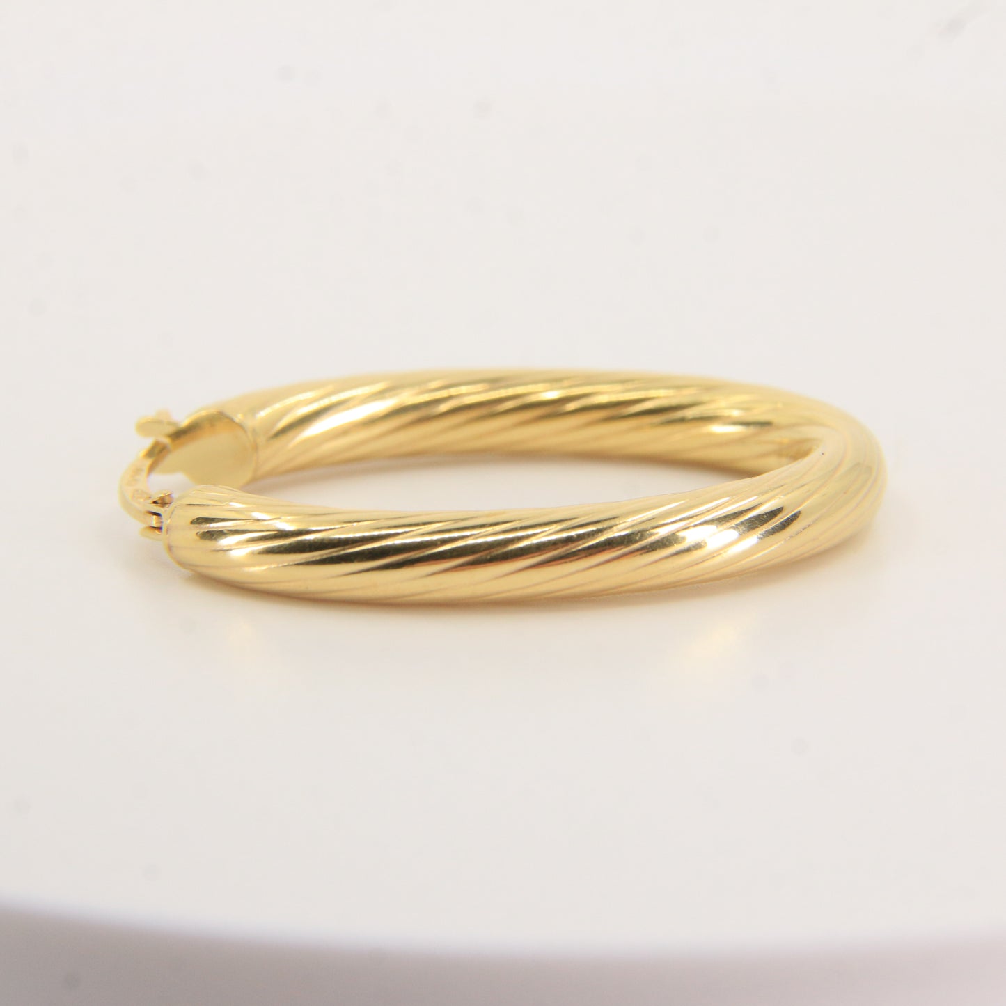 Vintage 9ct Hallmarked Gold Hoop Earrings Textured Oval Hoops Boxed Gift