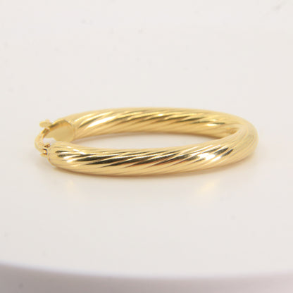 Vintage 9ct Hallmarked Gold Hoop Earrings Textured Oval Hoops Boxed Gift