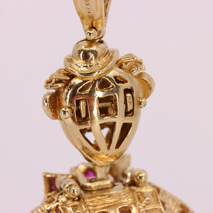 Vintage 9ct Hallmarked Yellow Gold Articulated Clown Pendant Circus Charm Gift