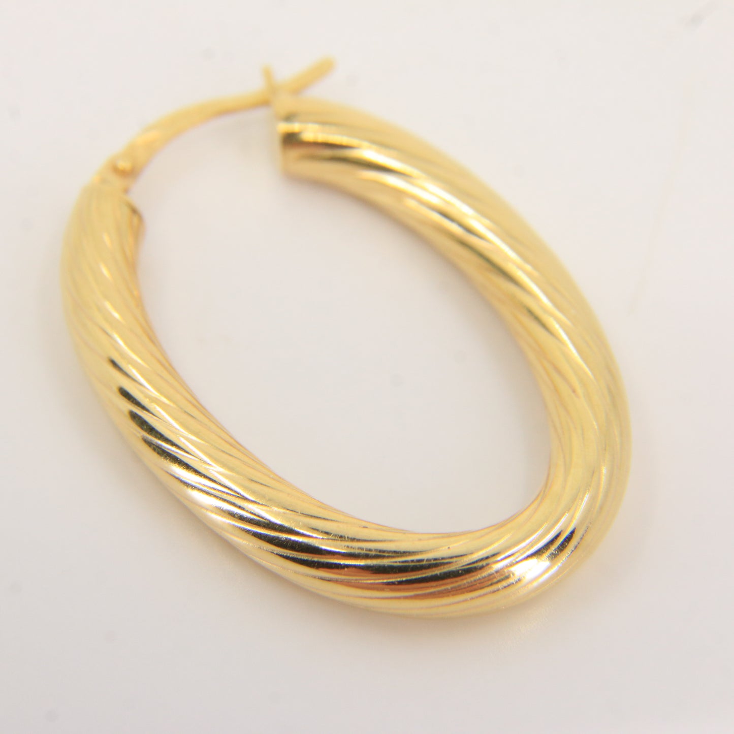 Vintage 9ct Hallmarked Gold Hoop Earrings Textured Oval Hoops Boxed Gift