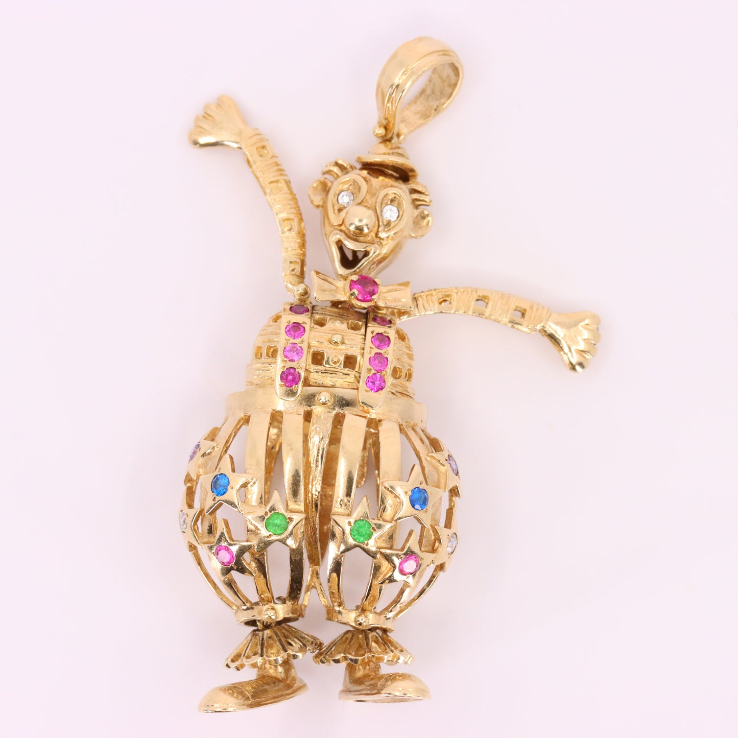 Vintage 9ct Hallmarked Yellow Gold Articulated Clown Pendant Circus Charm Gift
