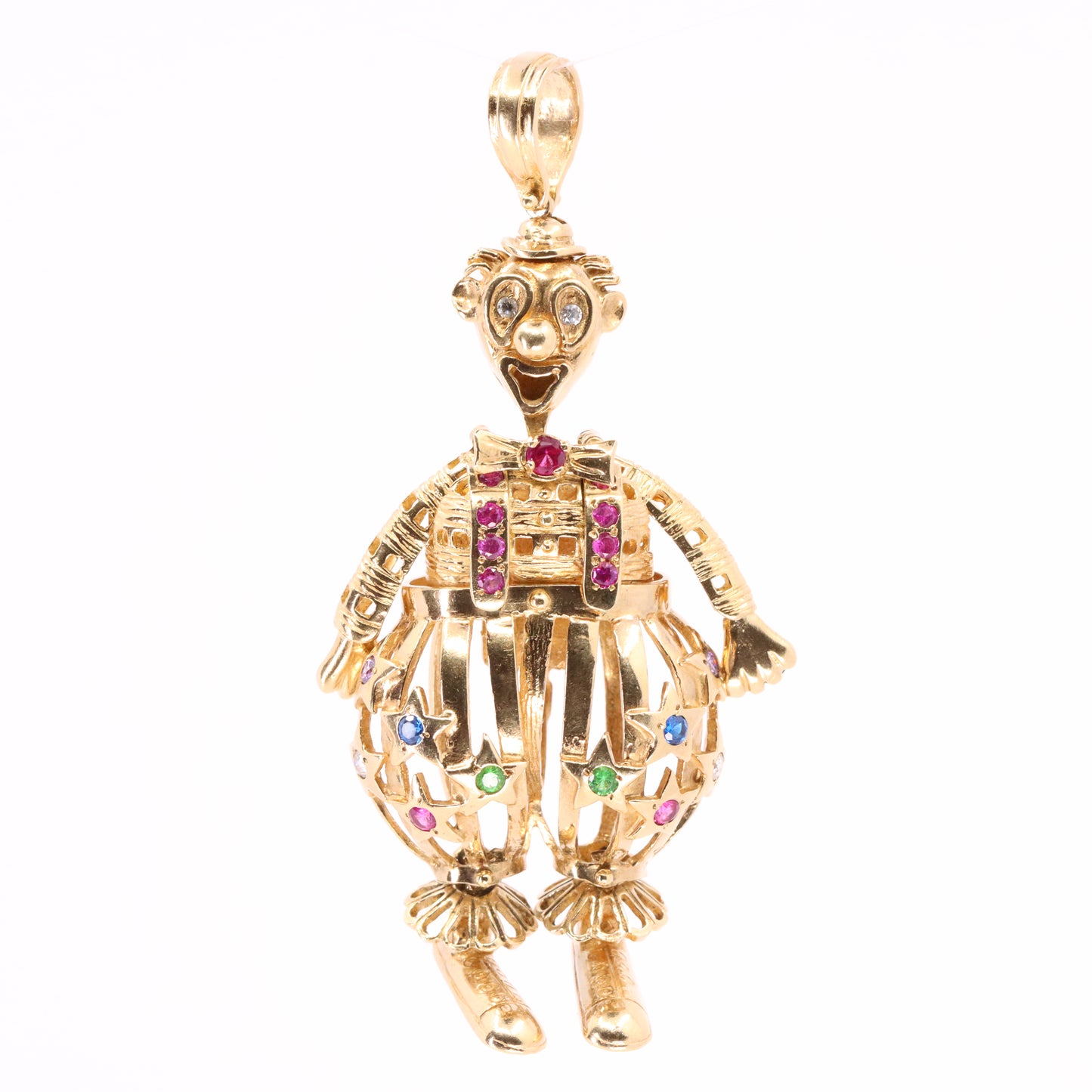 Vintage 9ct Hallmarked Yellow Gold Articulated Clown Pendant Circus Charm Gift