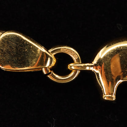 Vintage 9ct Hallmarked Yellow Gold Elephant African Wildlife 18 Inch Necklace Boxed
