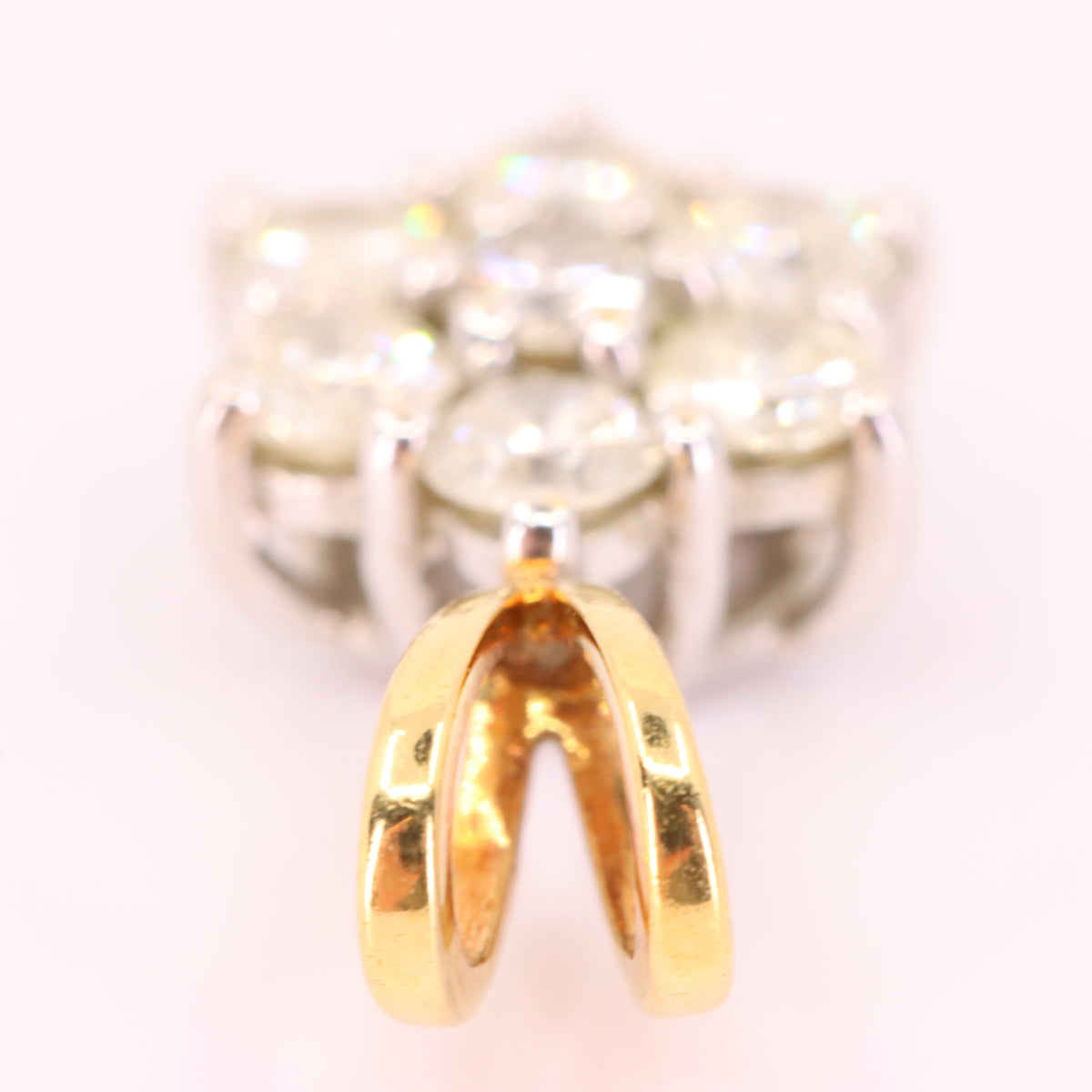 Vintage 18ct Hallmarked Gold 1ct Diamond 7 Stone Flower Cluster Pendant Gift