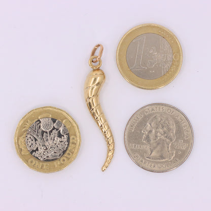Vintage 9ct Hallmarked Gold Cornucopia Horn Of Plenty Pendant Lucky Charm Gift