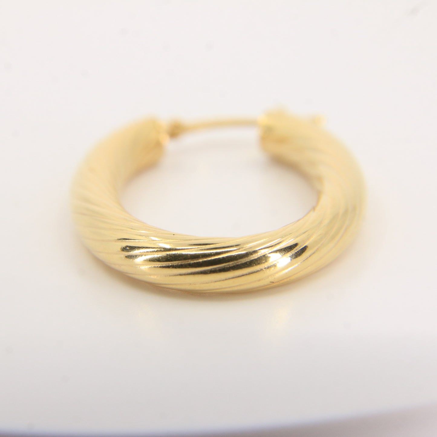 Vintage 9ct Hallmarked Gold Hoop Earrings Textured Oval Hoops Boxed Gift