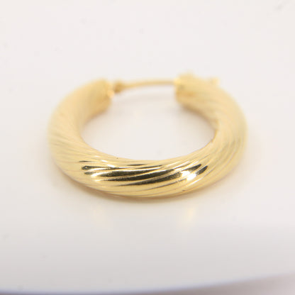 Vintage 9ct Hallmarked Gold Hoop Earrings Textured Oval Hoops Boxed Gift