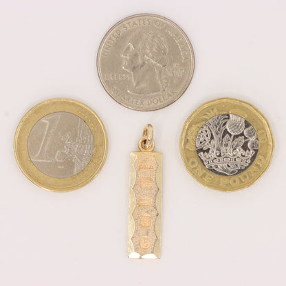 Vintage 9ct Hallmarked Yellow Gold 4g Ingot Pendant Charm Birmingham 1979 Gift