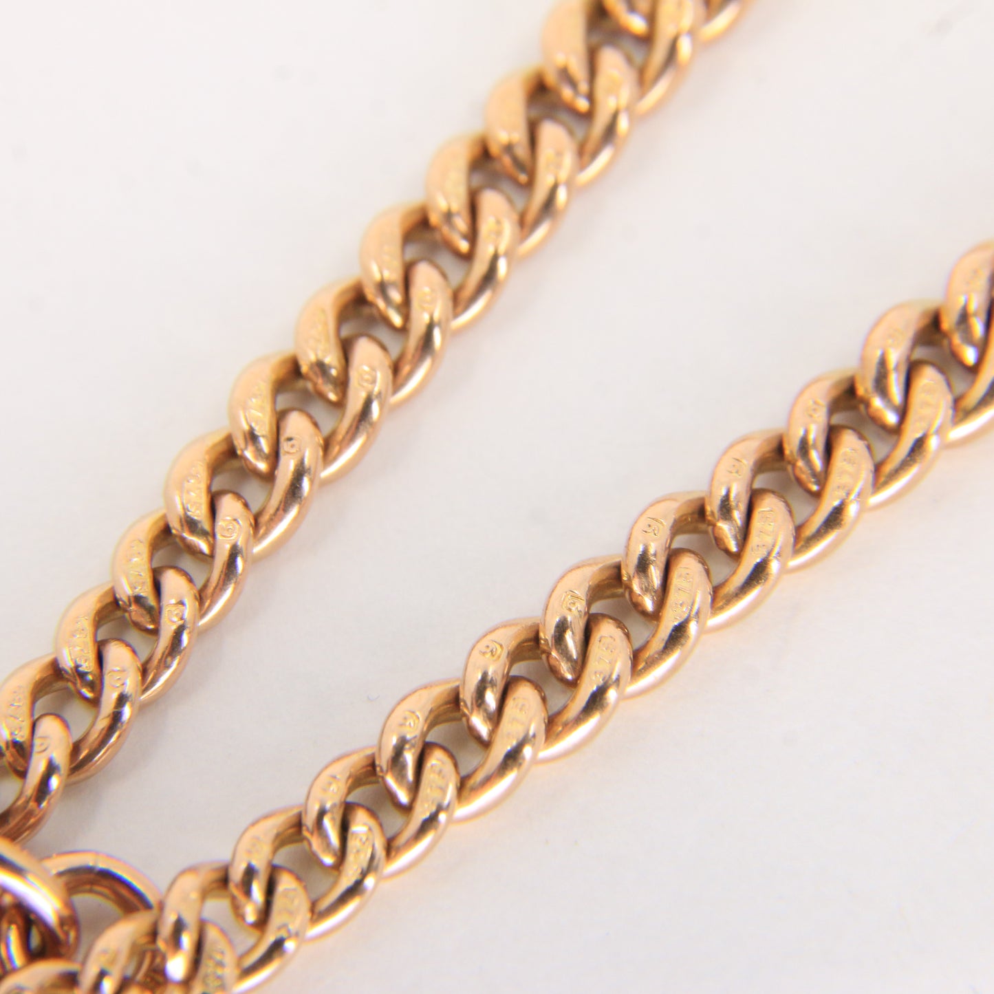 Antique Solid 9ct Rose Gold Double Albert Watch Chain T Bar Guard Chain