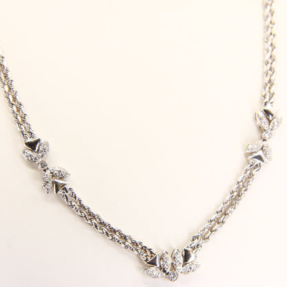 Vintage Diamond 18ct White Gold Diamond set Necklace Boxed 18 Carat Neck Lace