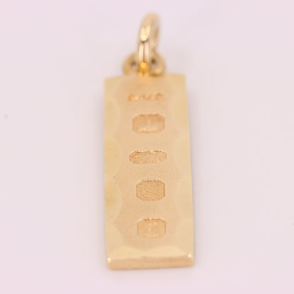 Vintage 9ct Hallmarked Yellow Gold 4g Ingot Pendant Charm Birmingham 1979 Gift