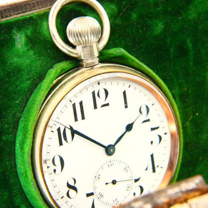 Antique Silver Desk Combo 1905 Clock and Barometer Hallmarked Working Order Pocket Watch