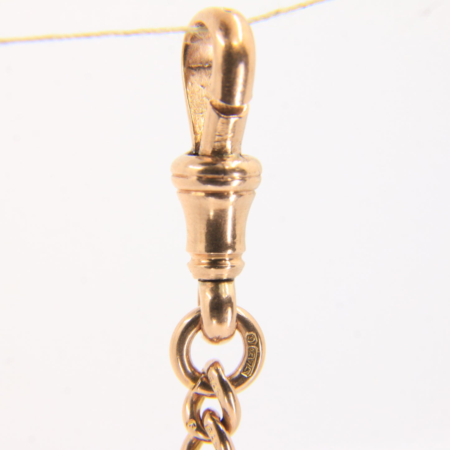 Antique Solid 9ct Rose Gold Double Albert Watch Chain T Bar Guard Chain