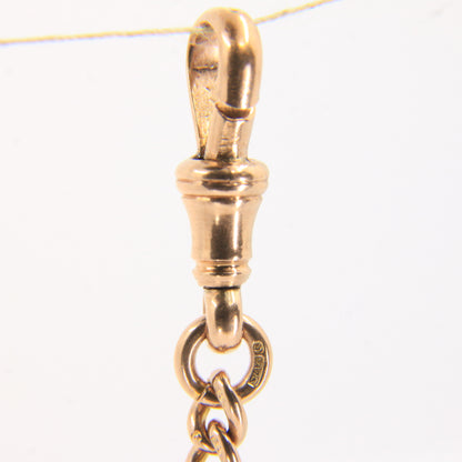 Antique Solid 9ct Rose Gold Double Albert Watch Chain T Bar Guard Chain