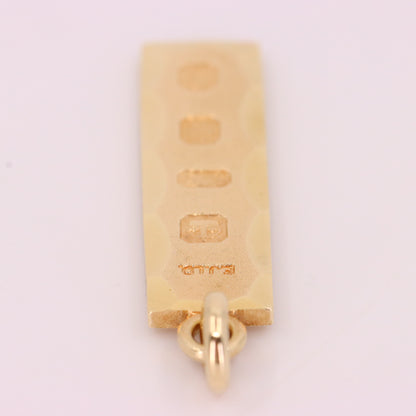 Vintage 9ct Hallmarked Yellow Gold 4g Ingot Pendant Charm Birmingham 1979 Gift