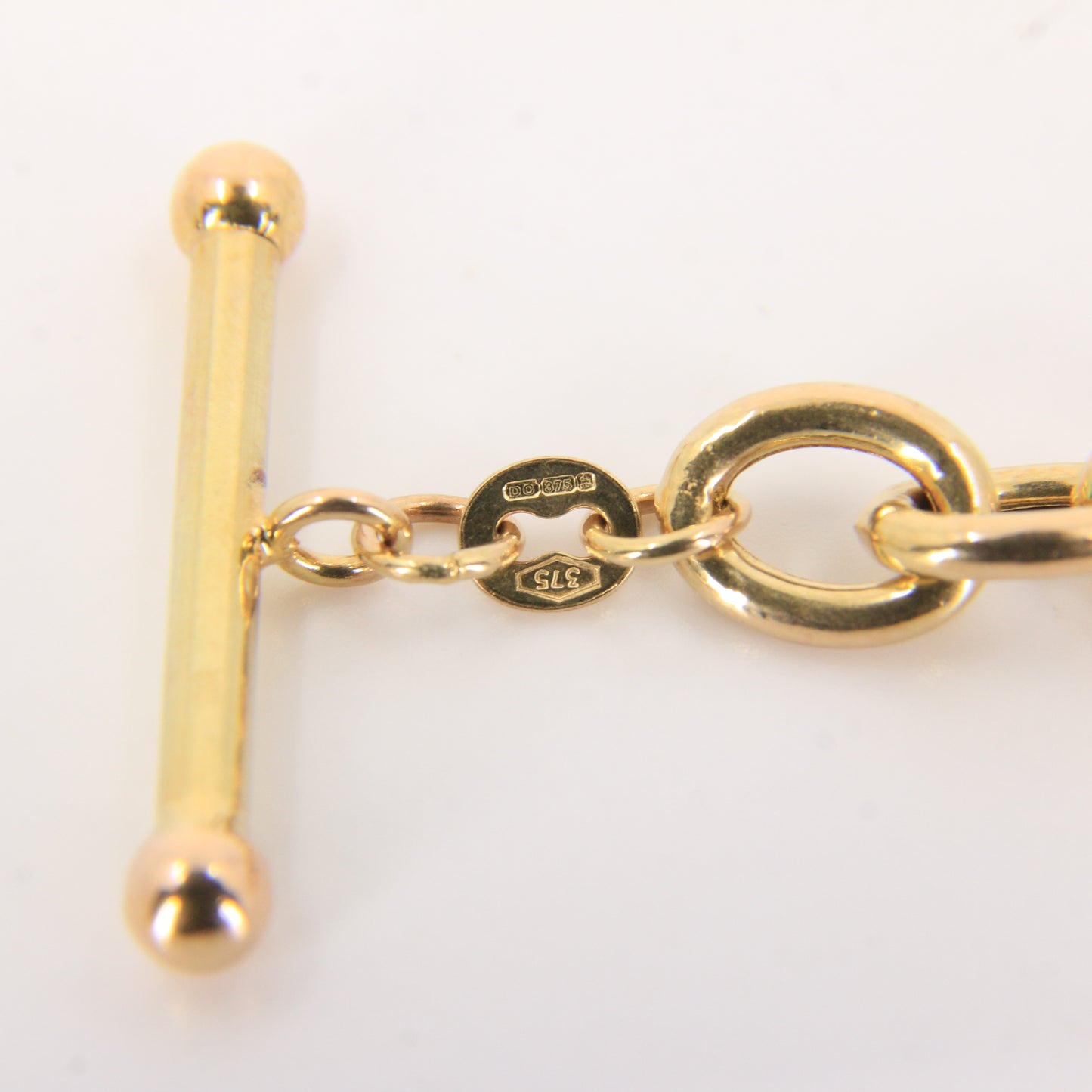 Vintage 9ct Hallmarked Gold Chain Necklace T Bar Heart Drop 16.5 Inch Gift