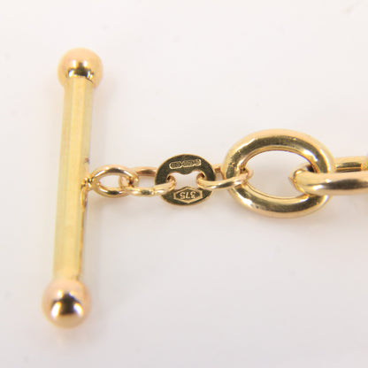 Vintage 9ct Hallmarked Gold Chain Necklace T Bar Heart Drop 16.5 Inch Gift