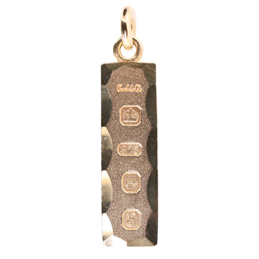 Vintage 9ct Hallmarked Yellow Gold 4g Ingot Pendant Charm Birmingham 1979 Gift