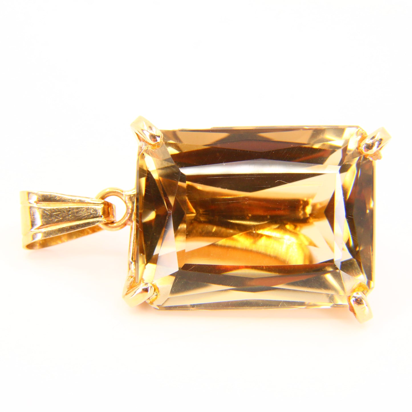 Vintage 18K Citrine Pendant 18 Carat Yellow Gold Charm