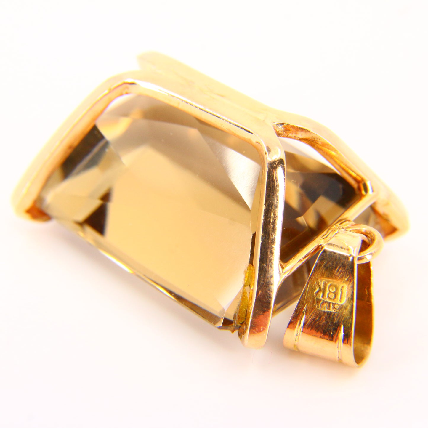 Vintage 18K Citrine Pendant 18 Carat Yellow Gold Charm