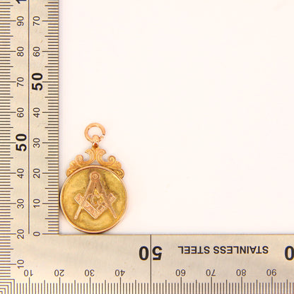 Vintage 9ct Masonic Solid Gold Fob Yellow Gold Hallmarked Birmingham 1969 Freemason Mason Pendant Loyalty Charm Gift