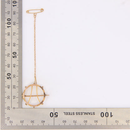 Antique 9ct Gold Half Sovereign Coin Frame Brooch with Safety Chain