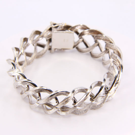 Vintage 9 Carat White Gold Crossover Bracelet Flexible Chain