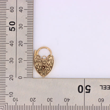 Vintage 9ct Yellow Gold Hallmarked Heart Padlock Charm Pendant Love Jewellery
