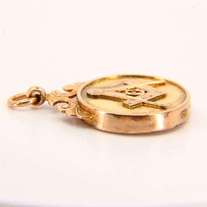 Vintage 9ct Masonic Solid Gold Fob Yellow Gold Hallmarked Birmingham 1969 Freemason Mason Pendant Loyalty Charm Gift