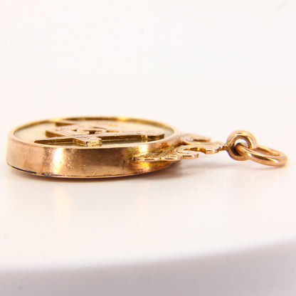 Vintage 9ct Masonic Solid Gold Fob Yellow Gold Hallmarked Birmingham 1969 Freemason Mason Pendant Loyalty Charm Gift