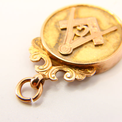 Vintage 9ct Masonic Solid Gold Fob Yellow Gold Hallmarked Birmingham 1969 Freemason Mason Pendant Loyalty Charm Gift