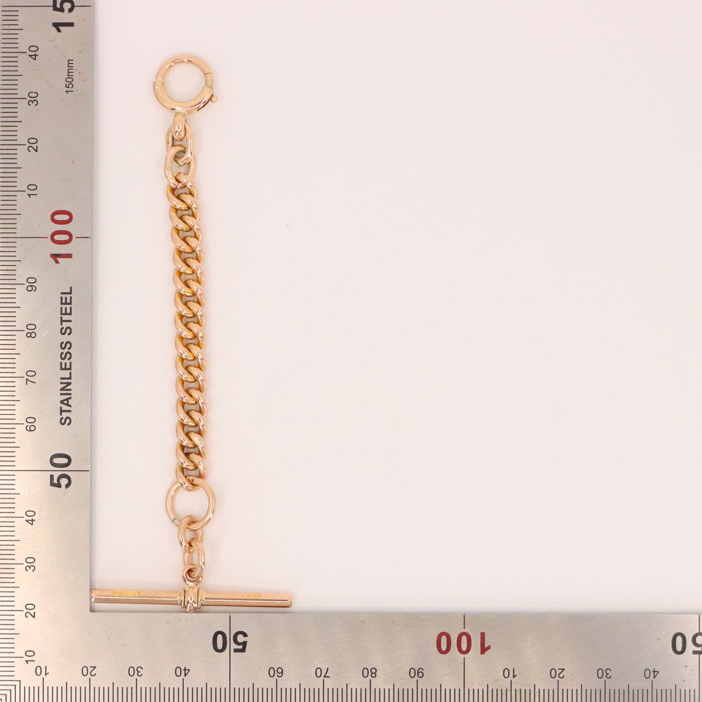 Vintage 9ct Hallmarked Yellow Gold Albert T Bar Chain 4.5 Inch Extender Pendant