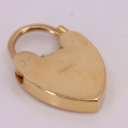 Vintage 9ct Yellow Gold Hallmarked Heart Padlock Charm Pendant Love Jewellery
