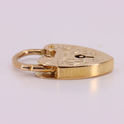 Vintage 9ct Yellow Gold Hallmarked Heart Padlock Charm Pendant Love Jewellery